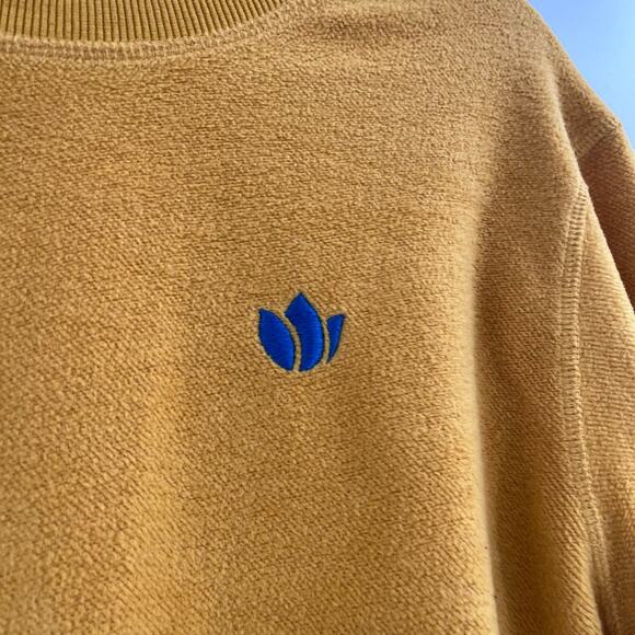 Dutch Bros Coffee Sweater Small Yellow Sweatshirt Fleece Logo Crew Neck Unisex - Picture 4 of 9